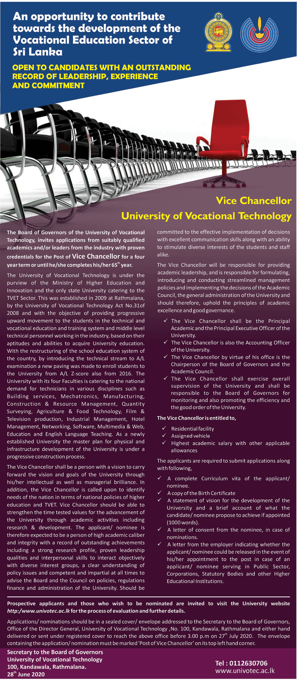 Vice-Chancellor – University of Vocational Technology