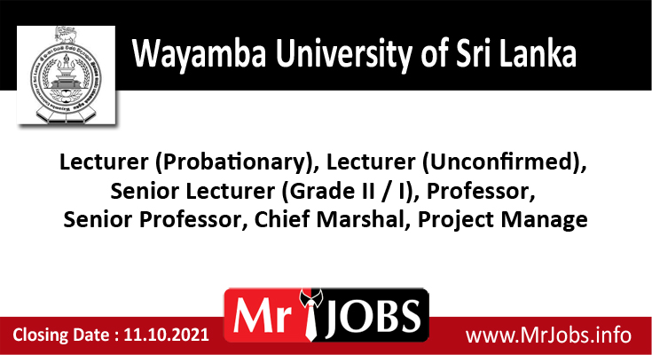Wayamba University of Sri Lanka Vacancies