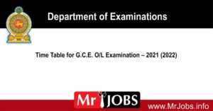 GCE O/L Examination Time Table - 2021 (2022)