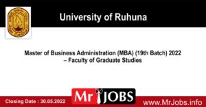 Master of Business Administration (MBA) 2022 - University of Ruhuna