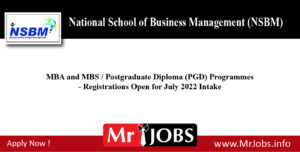 MBA and MBS Postgraduate Diploma (PGD) Programmes - NSBM-01