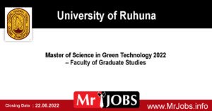 Master of Science in Green Technology 2022