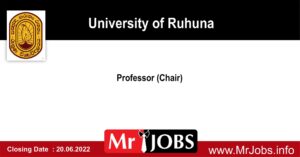 Professor (Chair) – University of Ruhuna Vacancies 2022