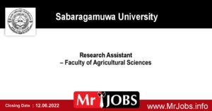 Sabaragamuwa University Vacancies 2022 - Research Assistant