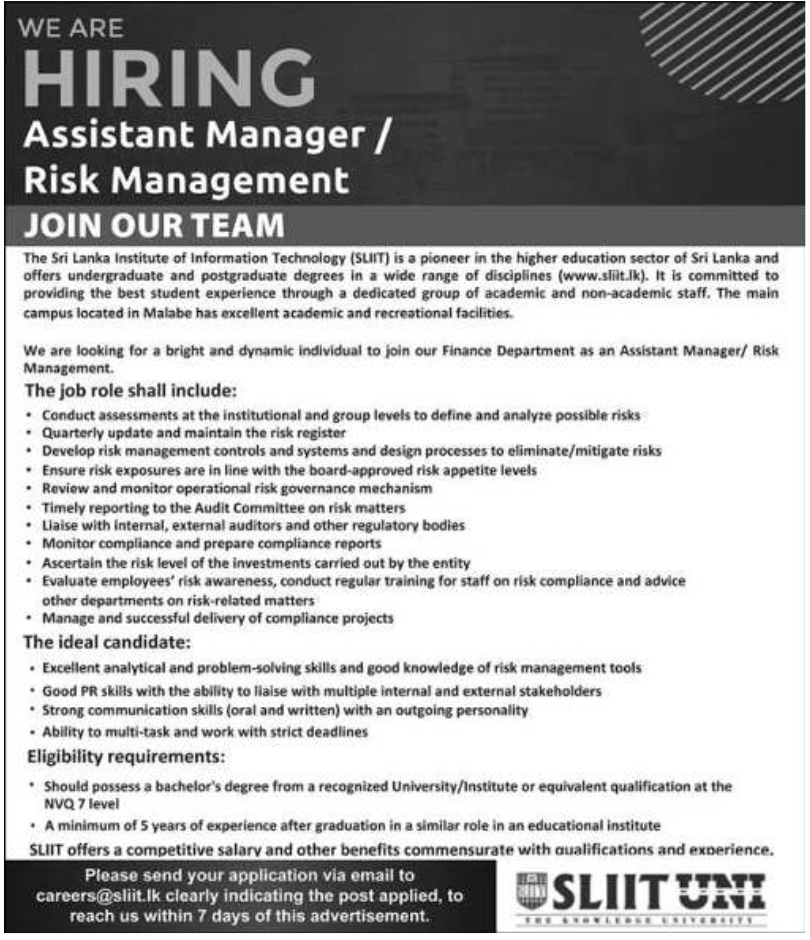 assistant-manager-risk-management-sliit-vacancies-2022-mrjobs-info