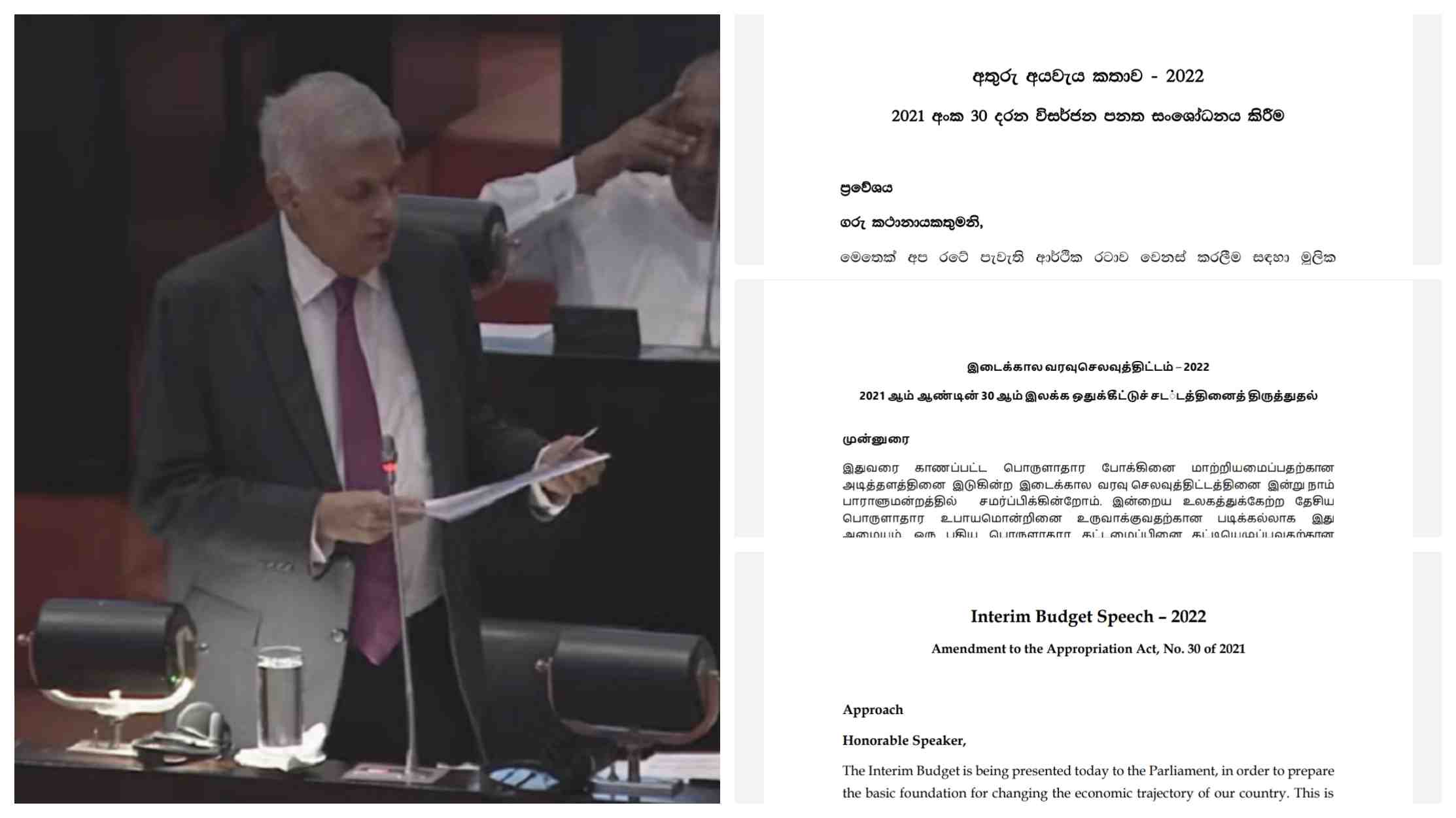 Interim Budget Speech 2022 - Ranil Wickremesinghe