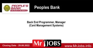 Peoples Bank Vacancies 2022 - Back End Programmer, Manager -Card Management Systems