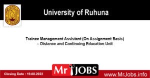 University of Ruhuna - Trainee Management Assistant