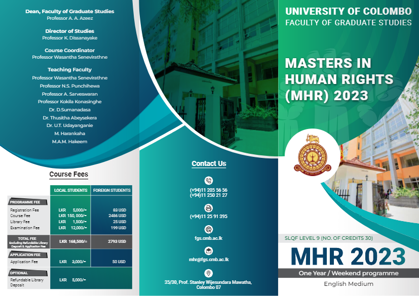 Masters in Human Rights (MHR) 2023 - University of Colombo 1