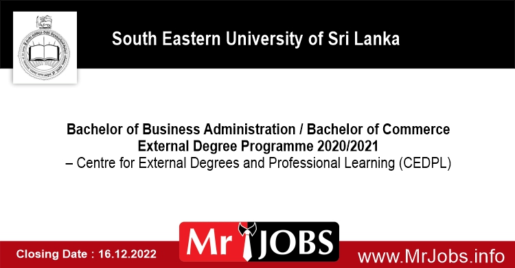 Bachelor of Business Administration Bachelor of Commerce External Degree Programme 2020 2021 SEUSL