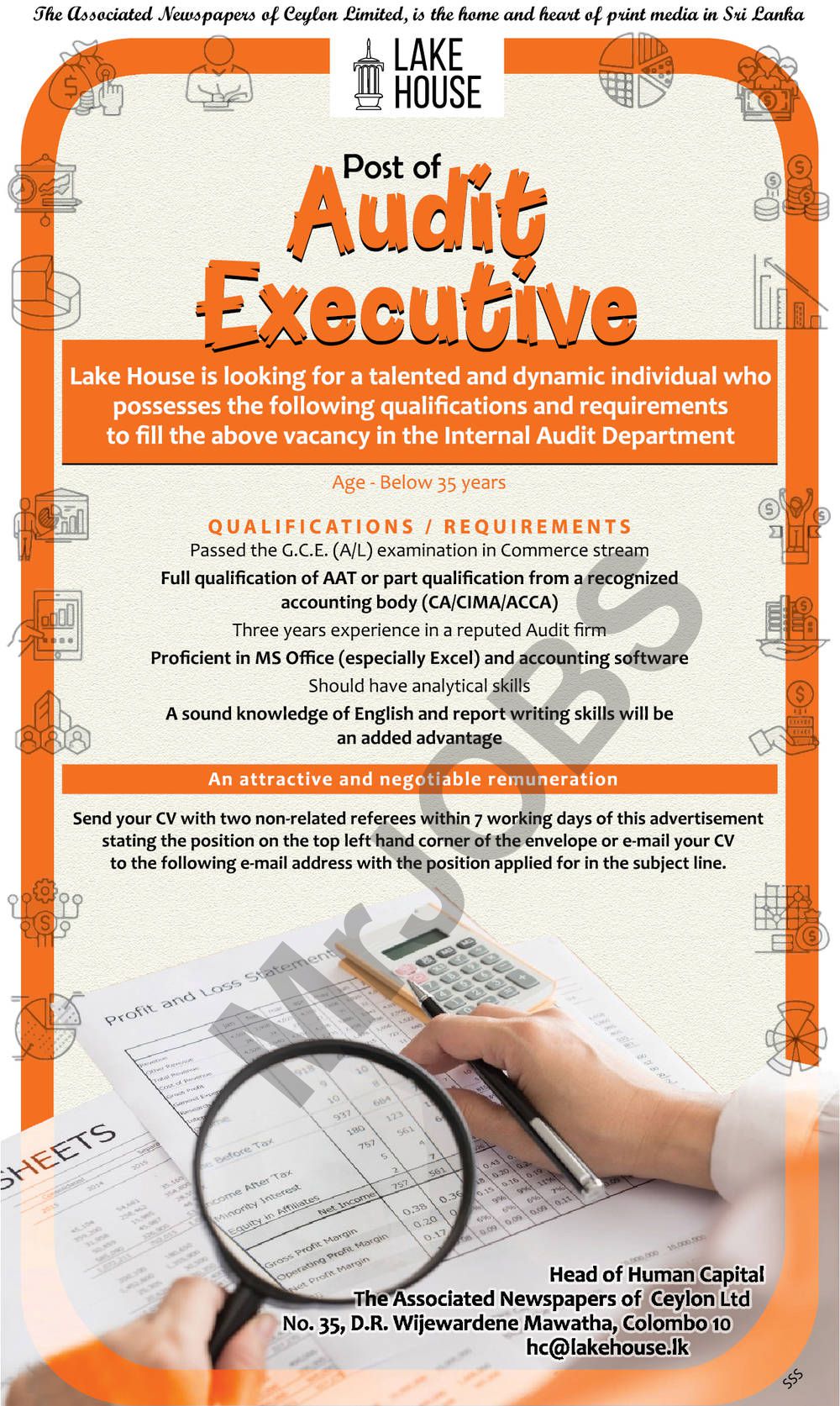 Audit Executive - Lake House Vacancies 2023