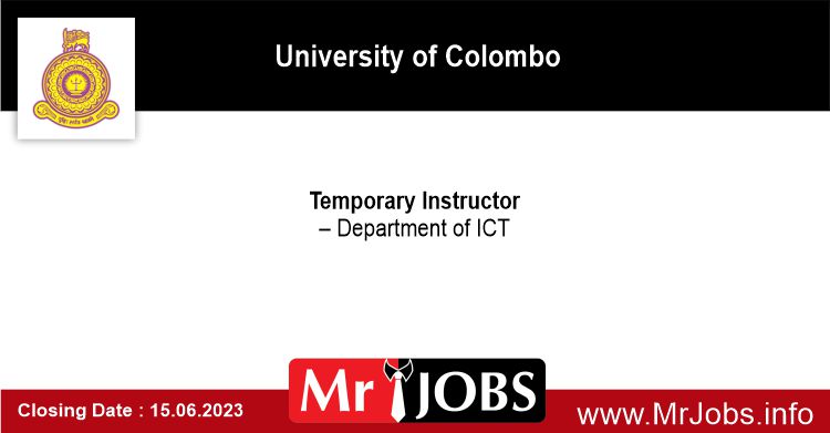 Temporary Instructor – University of Colombo Vacancies 2023