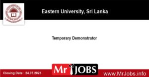 Temporary Demonstrator -Eastern University jobs Sri Lanka 2023