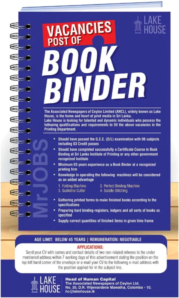 Book Binder Lake House Vacancies 2023