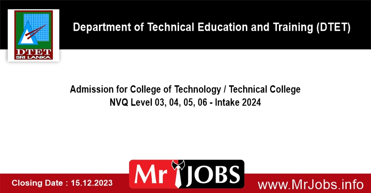 Technical College Application 2024 Courses Department of Technical Education Training DTET