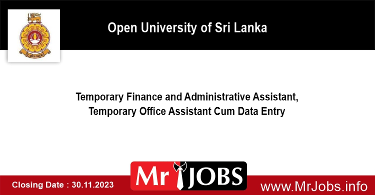 Temporary Finance and Administrative Assistant Cum Data Entry Vacancies 2023