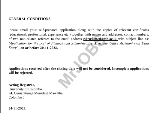 University of Colombo UOC Cum Data Entry Vacancies 2023 2