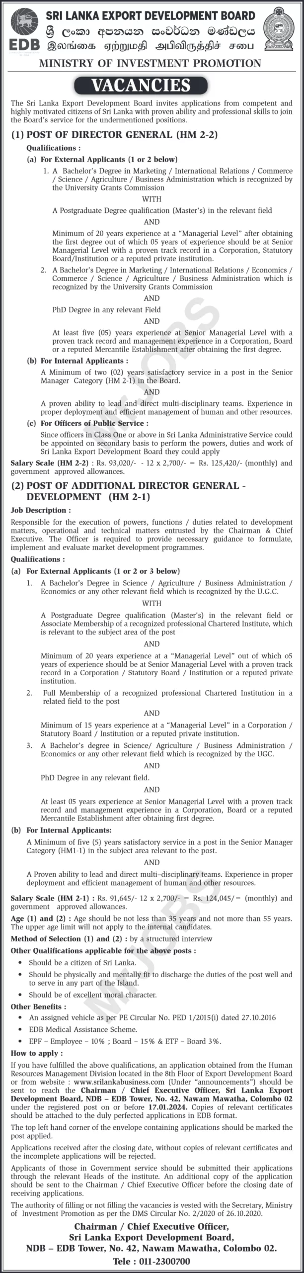 Sri Lanka Export Development Board Vacancies 2024 Director General   Sri Lanka Export Development Board Jobs Vacancies 2024 Director General Additional Director General Scaled.webp