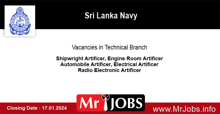 Sri-Lanka Navy Vacancies in the Technical Branch